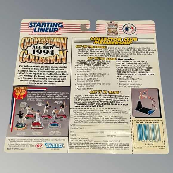 1994 Babe Ruth MLB Cooperstown Collection Starting Lineup Figure Sealed On Card - Picture 3 of 4